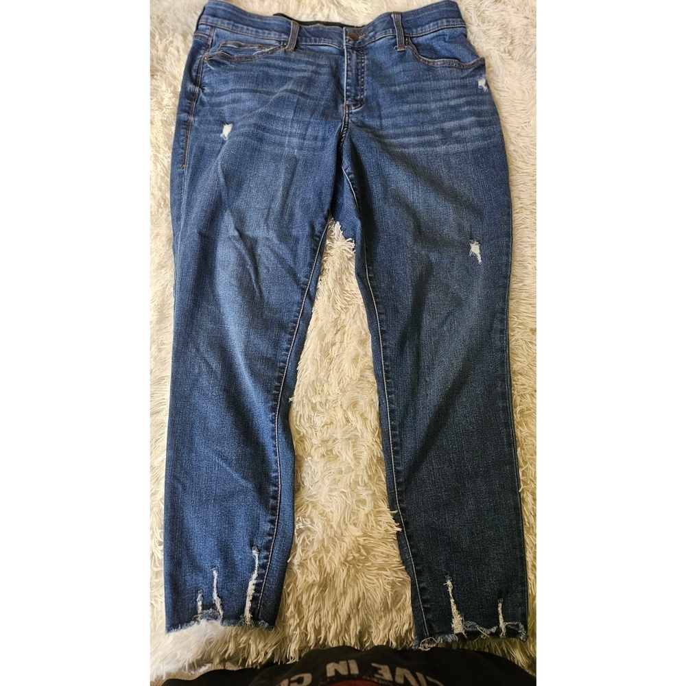 LULAROE Jeans Womens 36 Magic Waist Stretch Style L-161367 Cropped Distressed - Picture 13 of 16